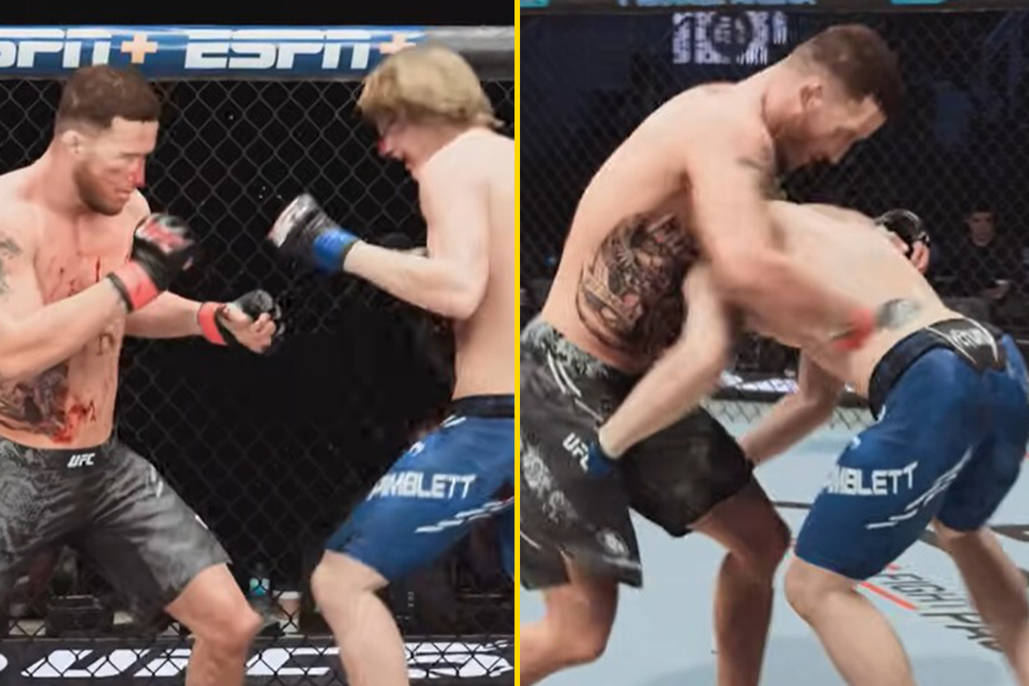 賈斯汀·蓋特傑 (Justin Gaethje) 與帕迪·平布利特 (Paddy Pimblett) 的戰鬥模擬顯示令人震驚的 KO，UFC 324 明星陷入混亂