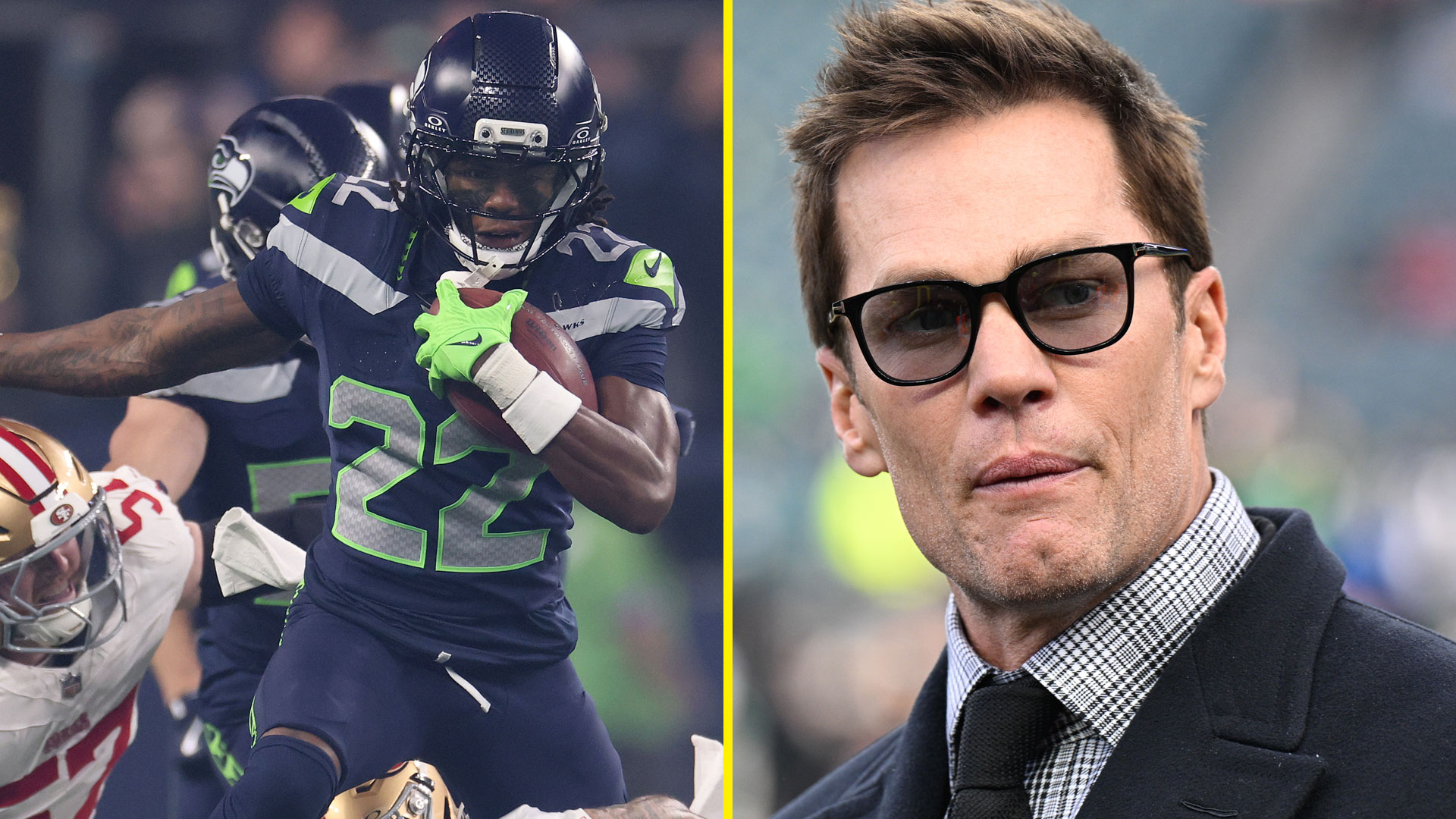 湯姆·布雷迪 (Tom Brady) 驚呆了海鷹隊球星拉希德·沙希德 (Rashid Shaheed) 95 碼達陣跑動造成的“小地震”