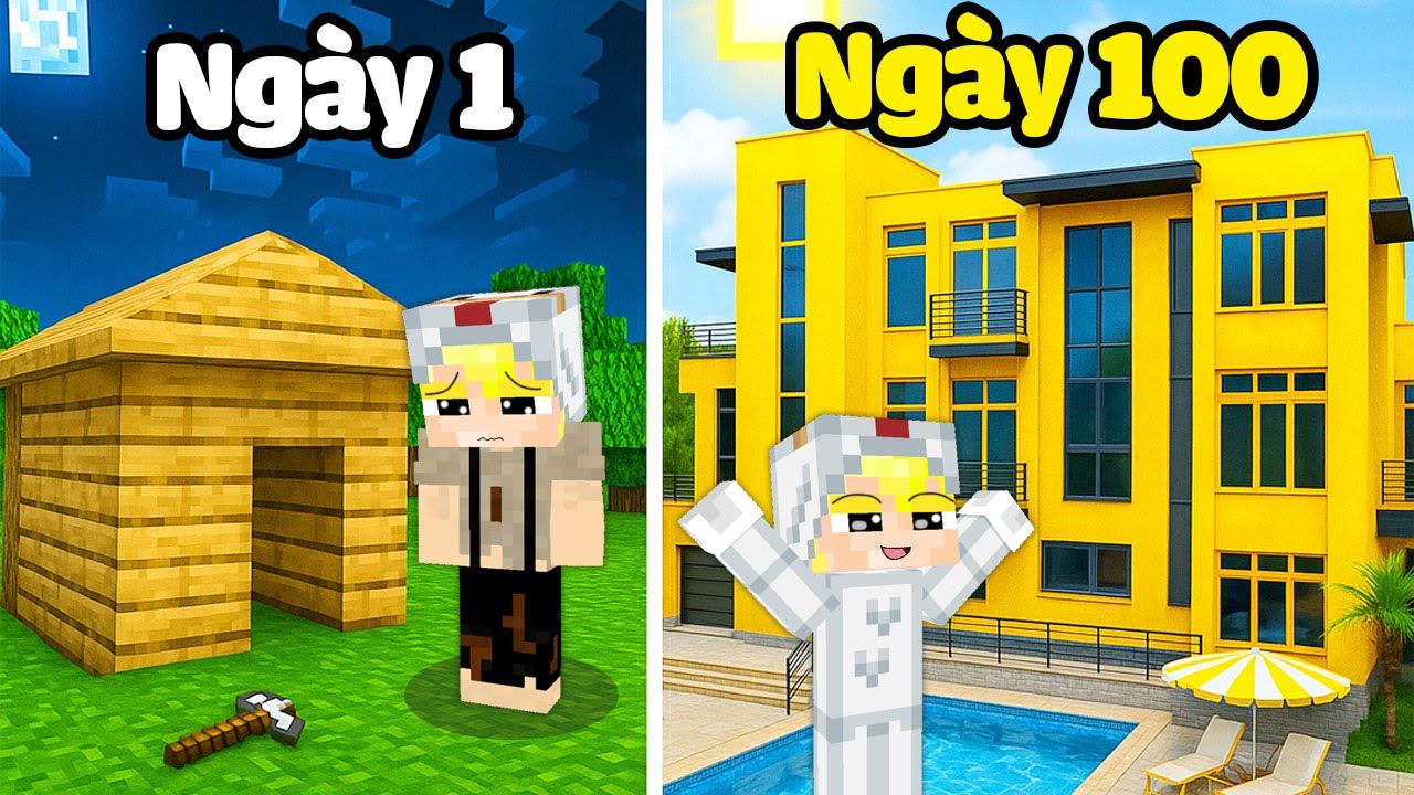 Tô Gà 100 Ngày Từ Thợ Xây Noob Trở Thành Thợ Xây Pro Trong Minecraft-Hành trình Tô Gà 100 Ngày: Từ Noob Thành Thợ Xây Pro Minecraft