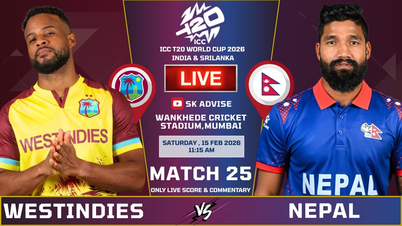 Nepal vs WI Live Score: West Indies vs Nepal T20 World Cup 2026 Commentary & Updates