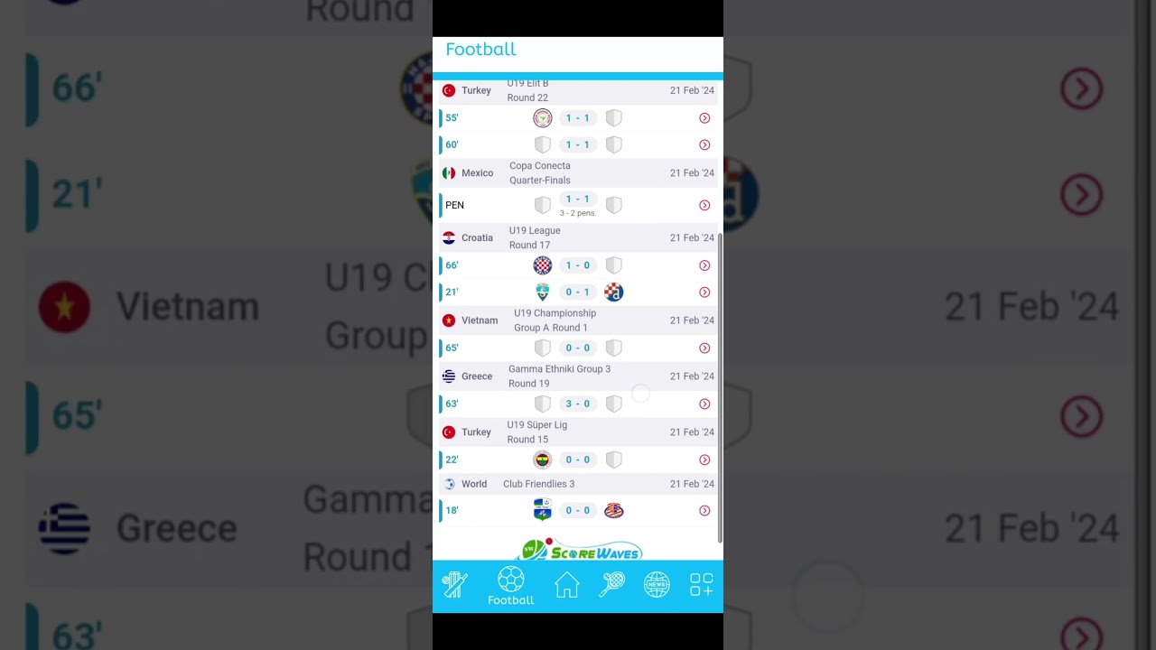 Scorewaves: Live Football Scores, Updates & Stats Android App