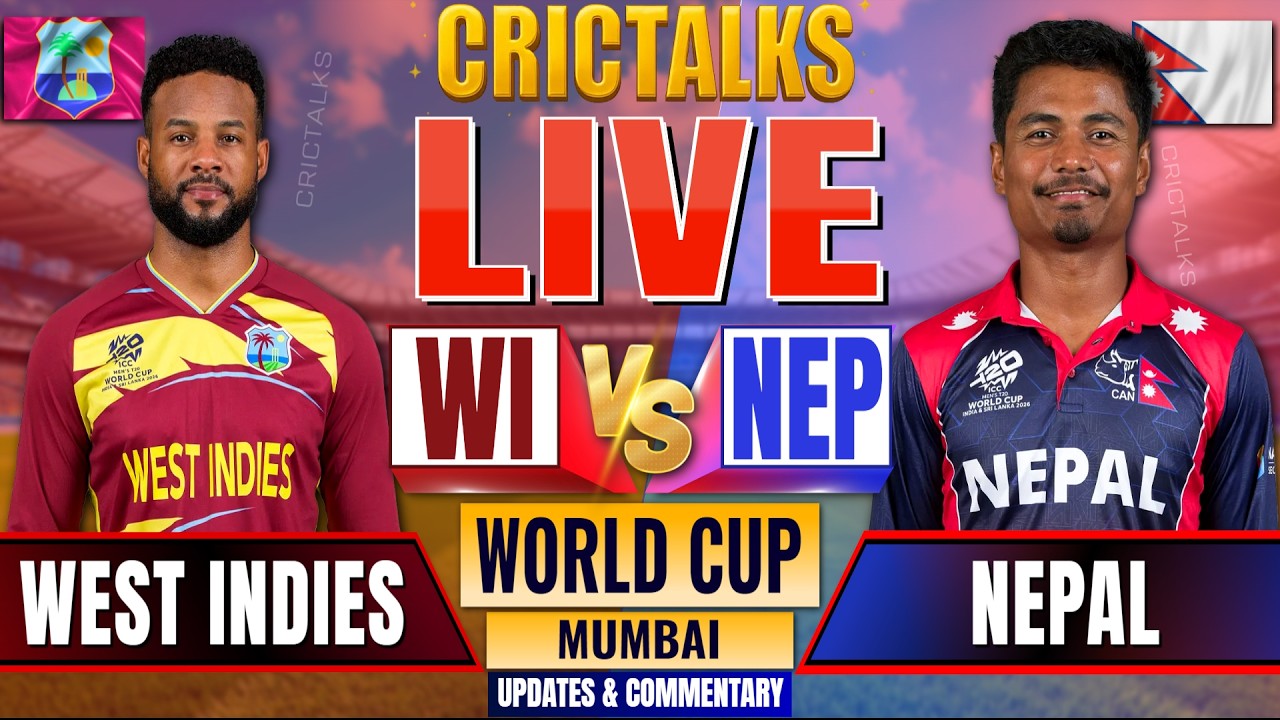 WI vs NEP Live Score World Cup: West Indies vs Nepal Live Cricket Score & Commentary Today