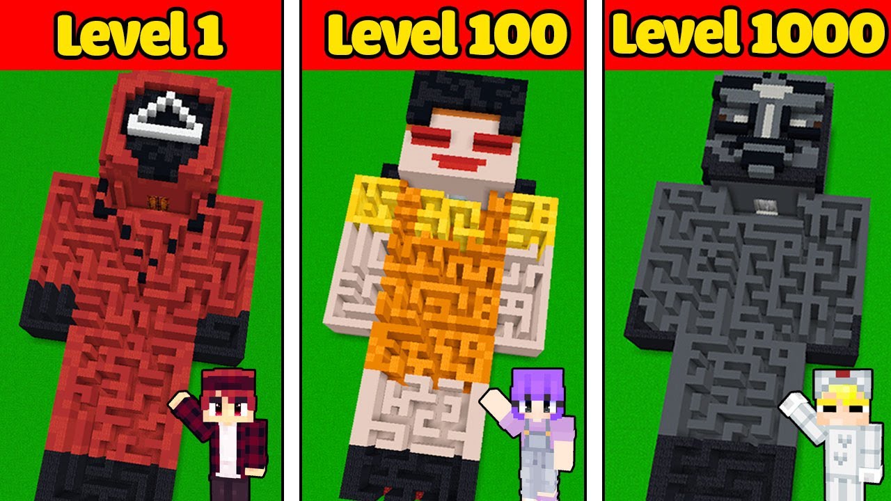 Tô Gà Thử Thách Xây Mê Cung SquidGame Cấp 1 Tới Cấp 1000 Trong Minecraft!-Thử Thách Minecraft: Xây Mê Cung Squid Game Cấp 1 – 1000 | Tô Gà