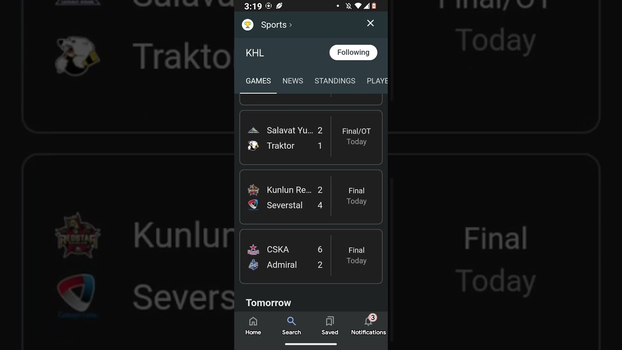 KHL Hockey Live Scores, Results & Standings #khl
