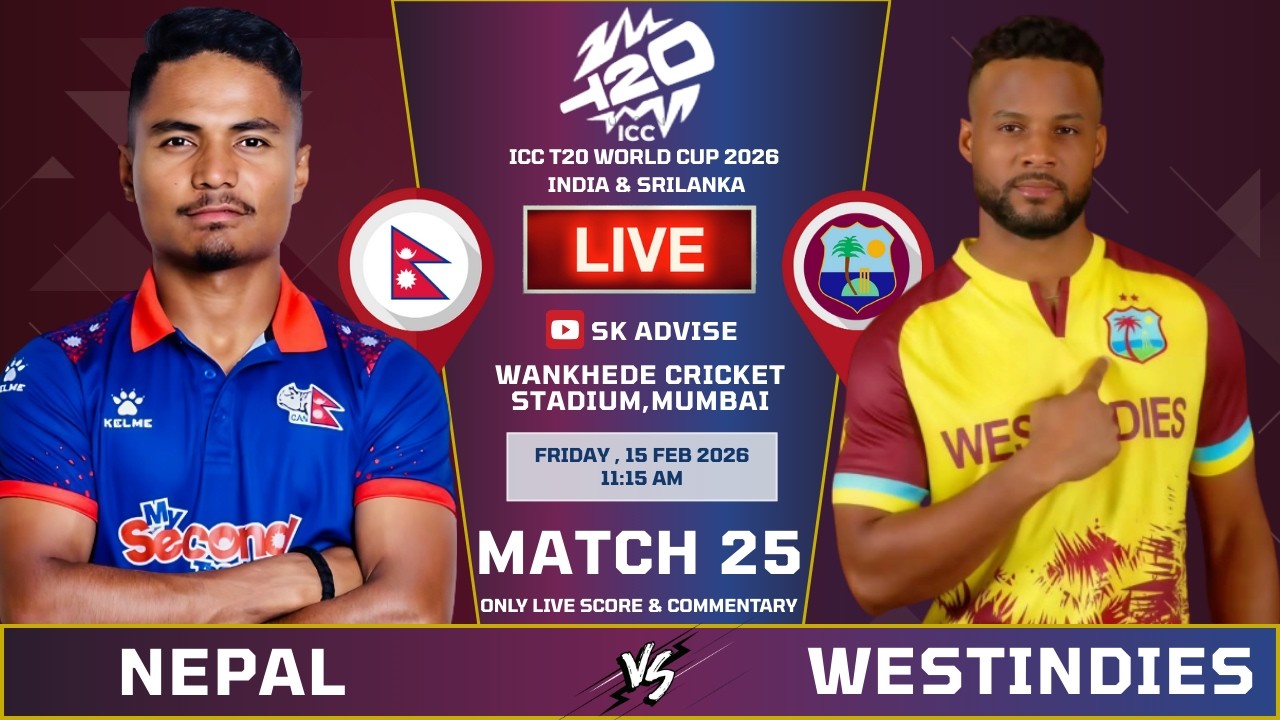 Nepal vs West Indies T20 World Cup 2026 Live Score, Commentary & Updates