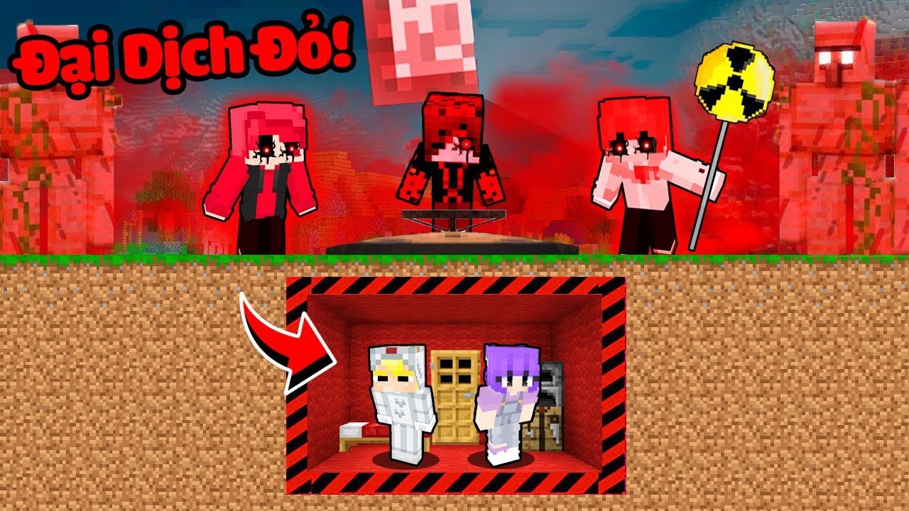 Tô Gà Thử Thách 24H Xây Hầm Trú Ẩn Chống Đại Dịch Màu Đỏ Trong Minecraft! ☢☢-Tô Gà: 24H Xây Hầm Trú Ẩn Chống Đại Dịch Màu Đỏ Minecraft