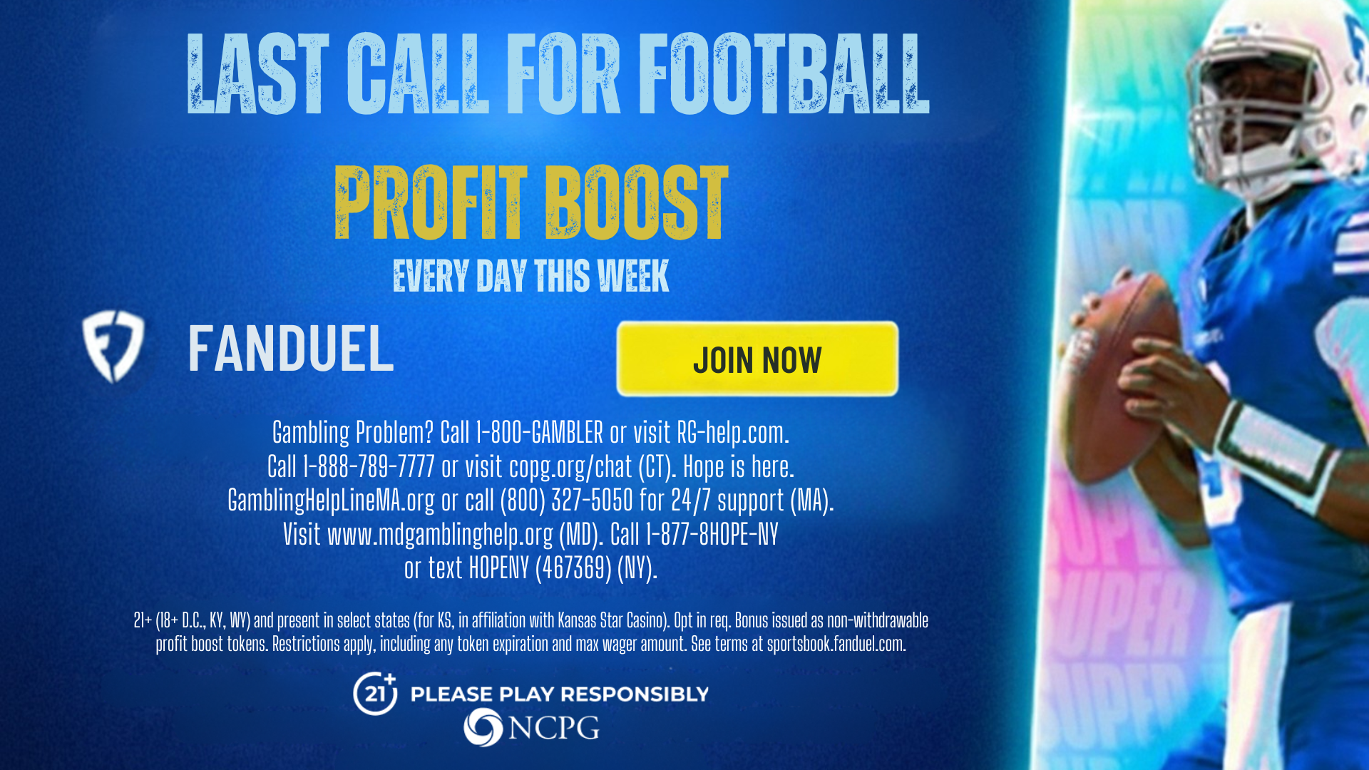 通過 FanDuel 在周日的 NFL 大型比賽中支持衝鋒隊 – 獲得 30% 的利潤提升