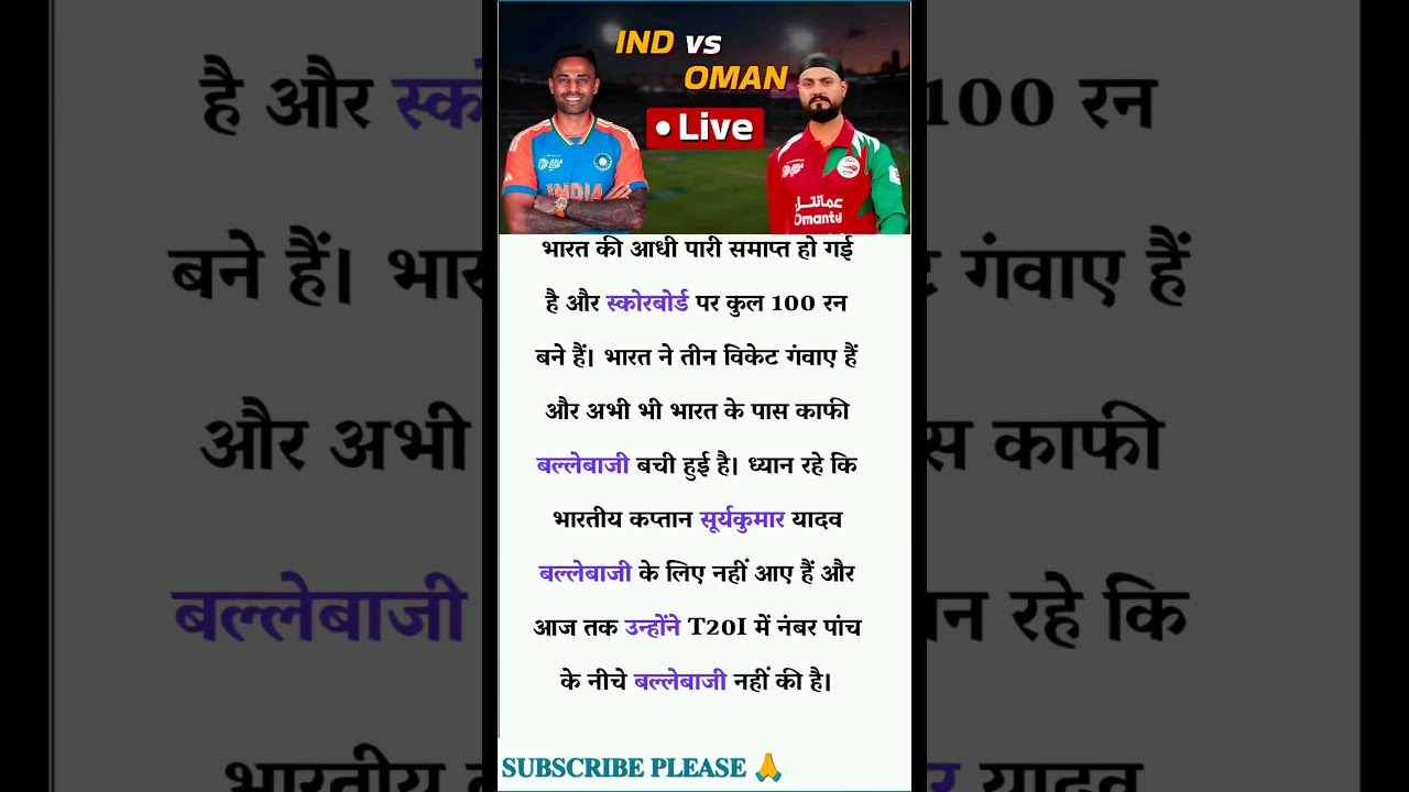 IND vs OMAN Live Score: संजू सैमसन और अक्षर पटेल की तूफानी बल्लेबाजी, भारत का स्कोर 100 रन के पार