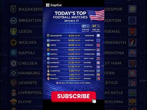 Today’s Football Match List: IST Schedule, TV Channels & Live Stream (Jan 31)