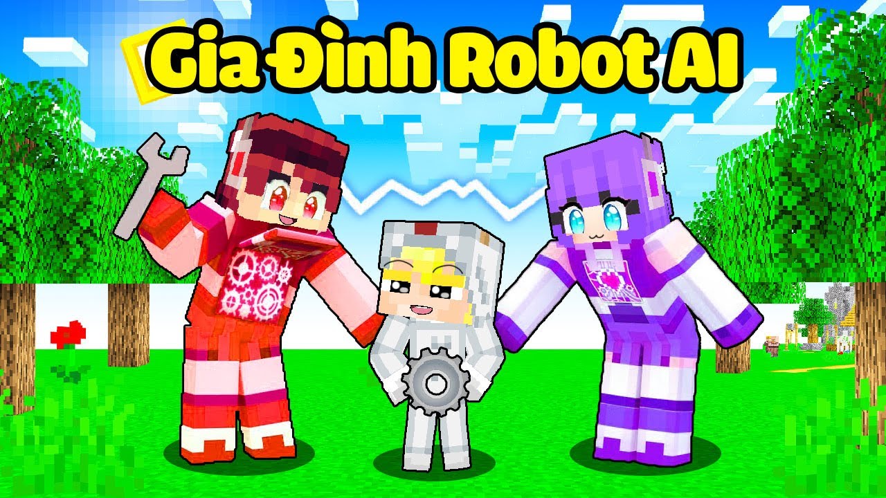 Tô Gà Được Nhận Nuôi Bởi Gia Đình Robot AI Trong Minecraft!-Gia Đình Robot AI Nhận Nuôi Tô Gà Trong Minecraft!