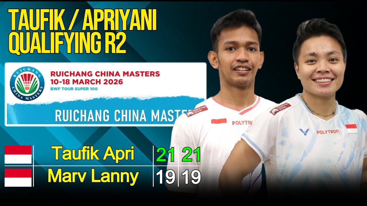 Taufik/Apriyani vs Marvino/Lanny Live Score & Reaction | Ruichang China Masters 2026 Badminton