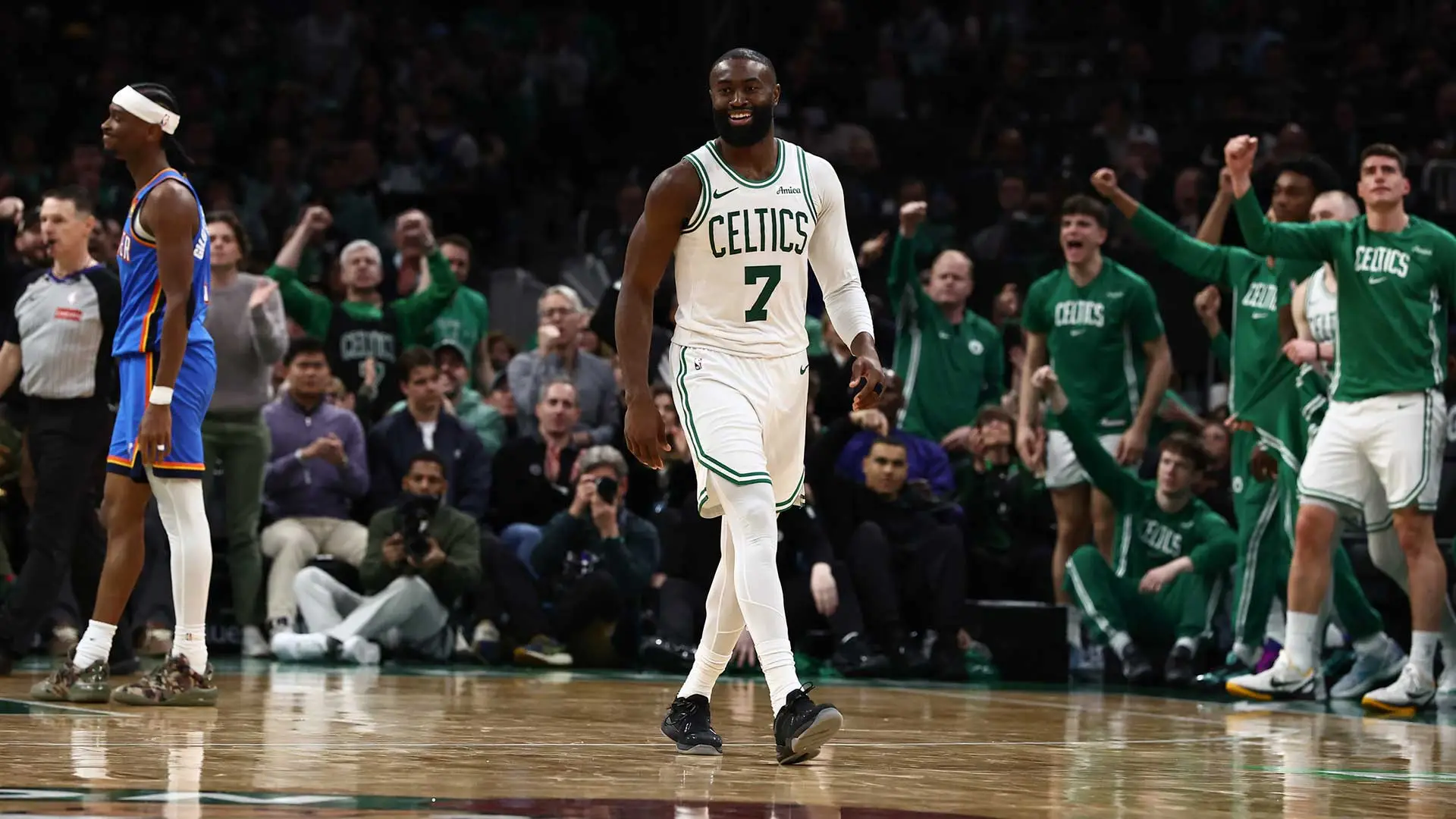 SGA praises Jaylen Brown on field dominance after Game 2 vs. Celtics