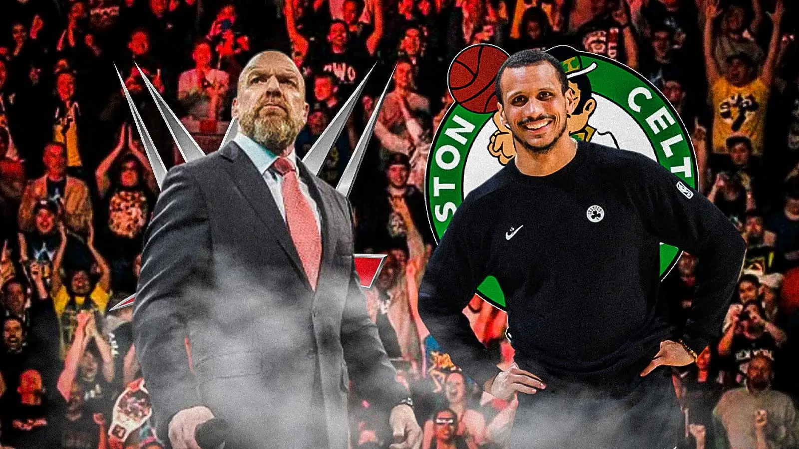 WWE’s Triple H took the iconic point photo with Joe Mazzulla