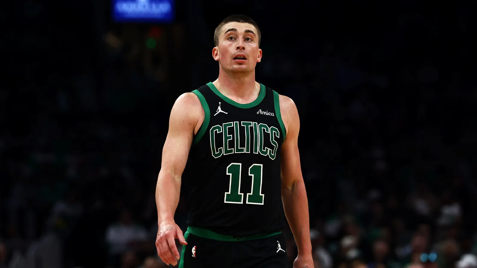 在波士頓隊錯失打破 NBA 3 分紀錄的機會後，佩頓·普理查德 (Payton Pritchard) 向球迷致辭